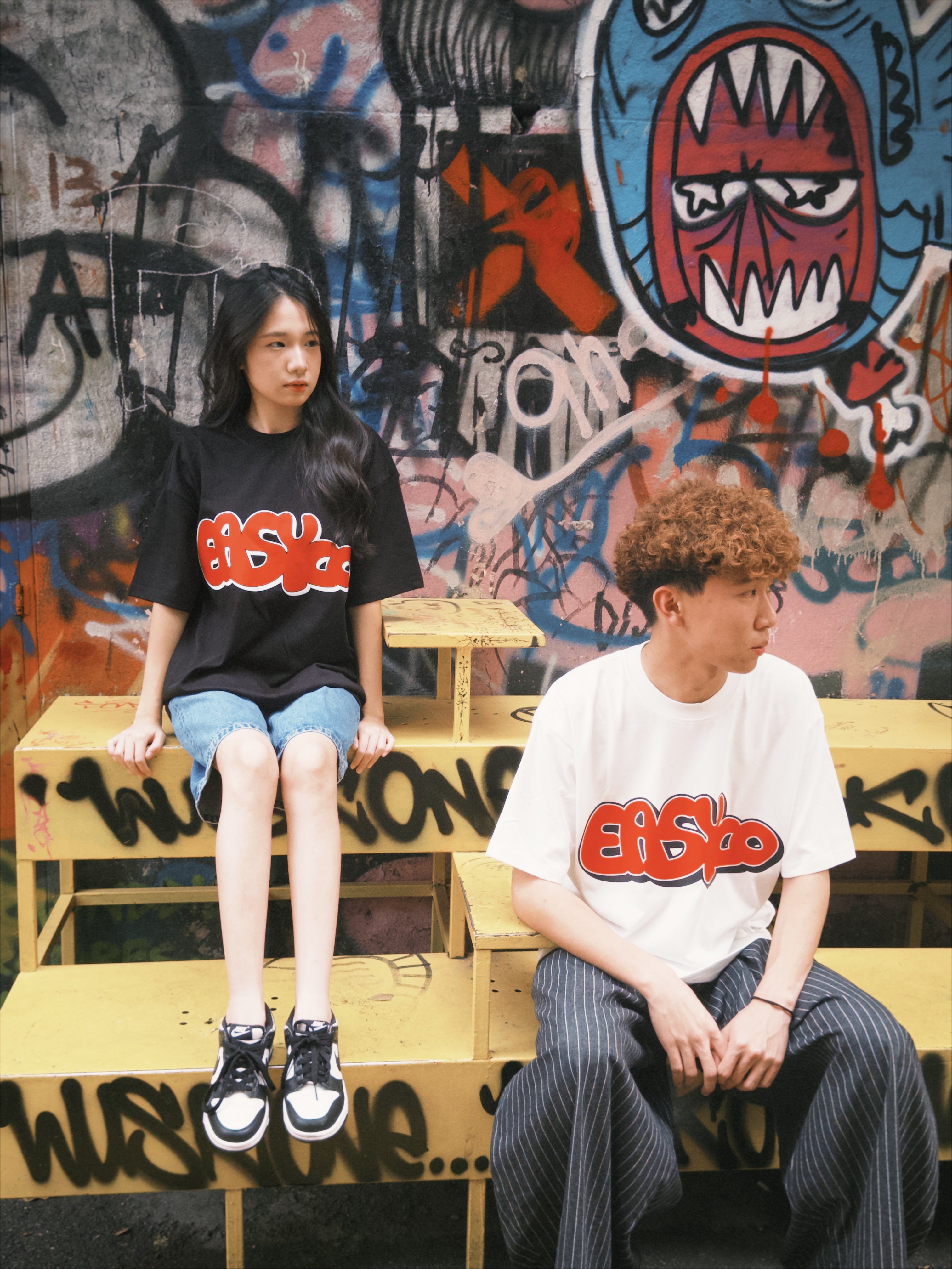 EASYCO Oversize logo tee (Black）