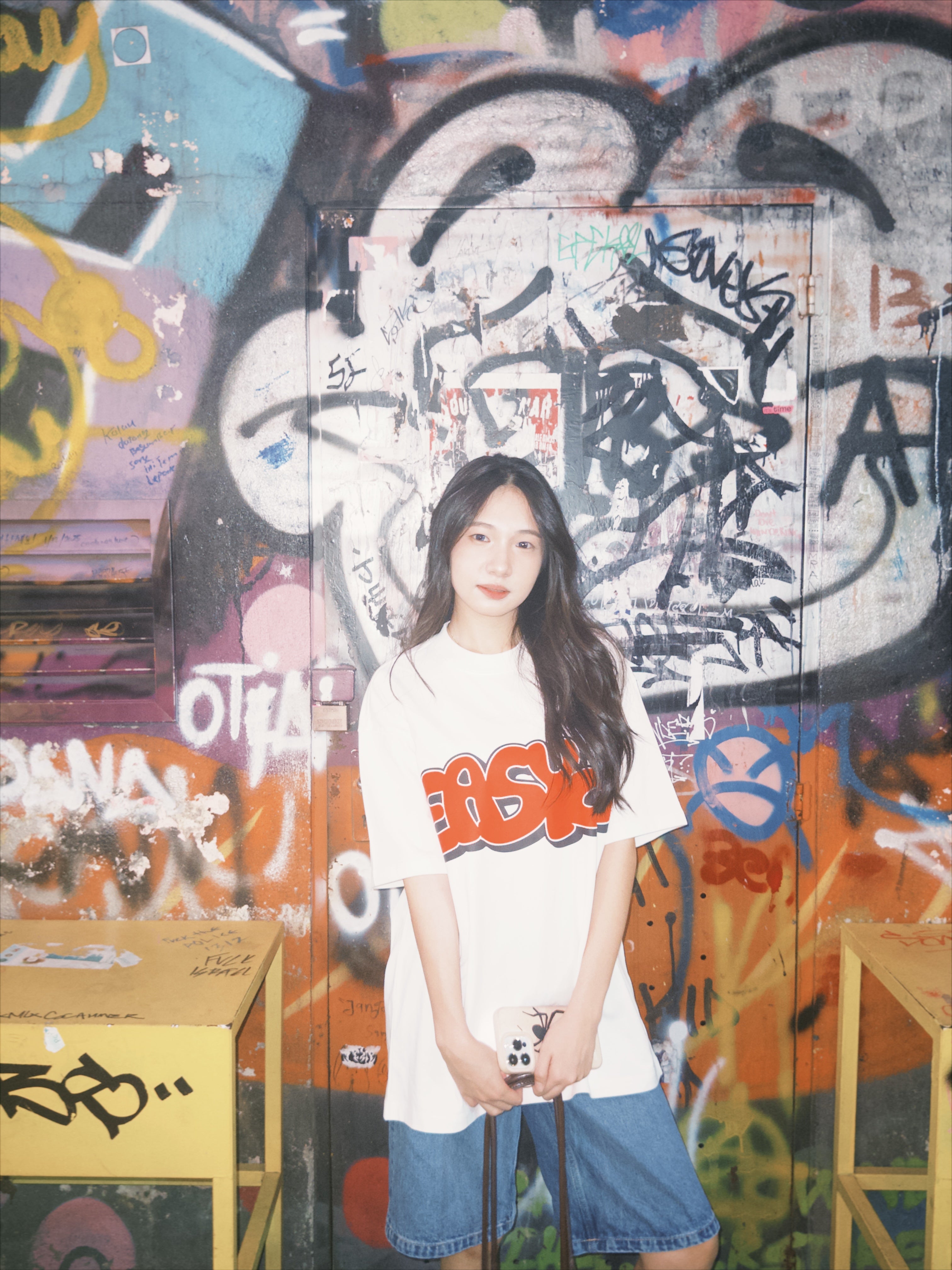 EASYCO Oversize logo tee (White）